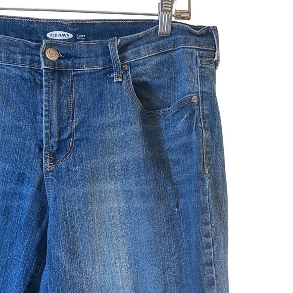 Old Navy Women Med Wash Curvy Mid Rise Bootcut Distressed Denim Jeans Size 12 - Picture 12 of 13
